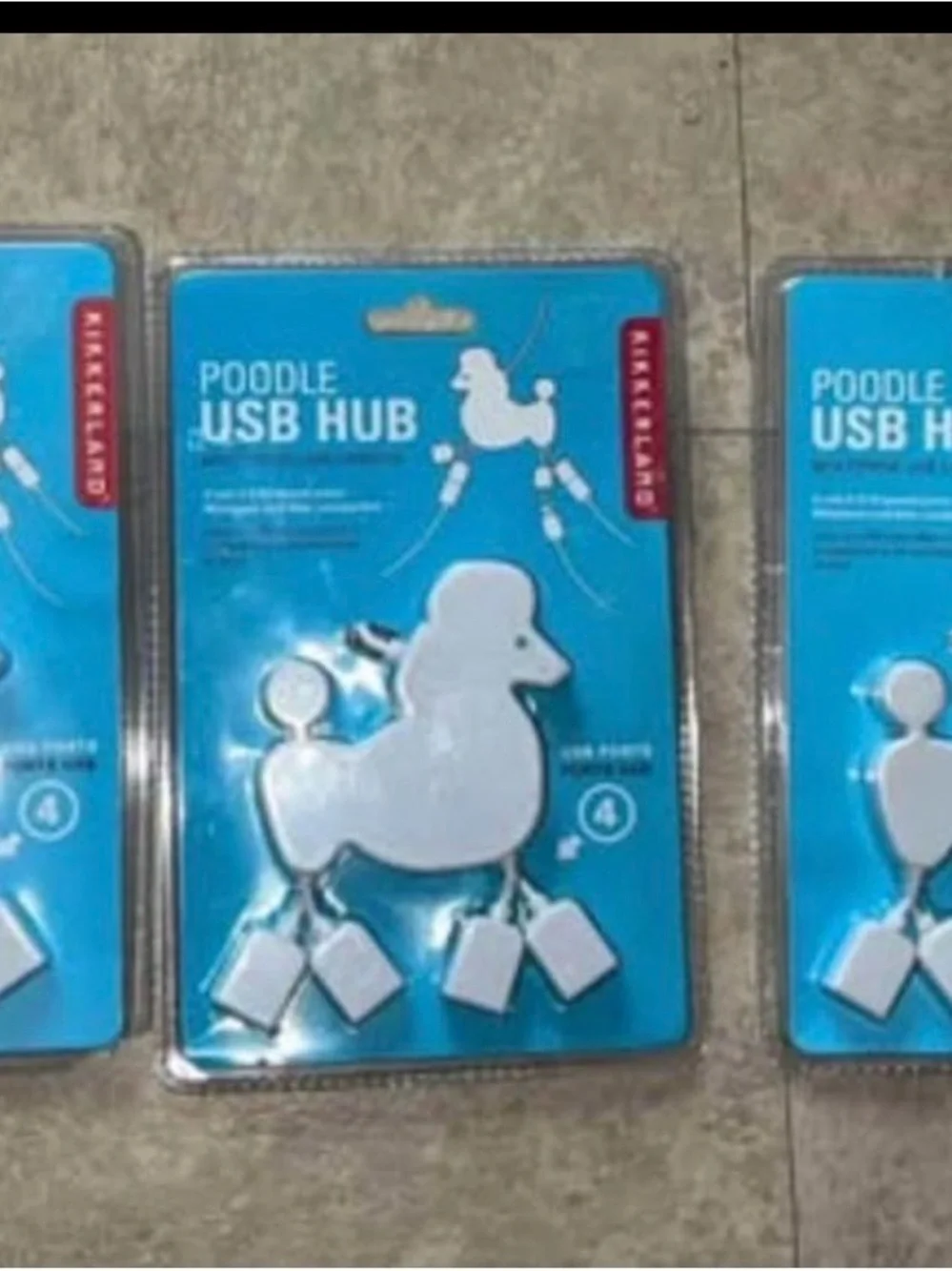 Kikkerland White Poodle USB Hub - 4-Port Novelty Hub (3Pack)